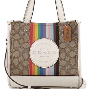 NWT Coach Leather Signature Jacquard Tote Bag Comes with Crossbody Strap